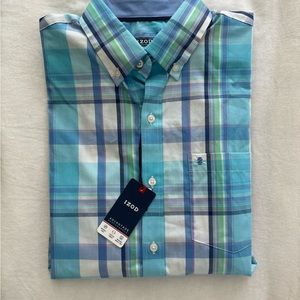 Izod Men’s Long Sleeve Plaid Shirt. Size L . NWT